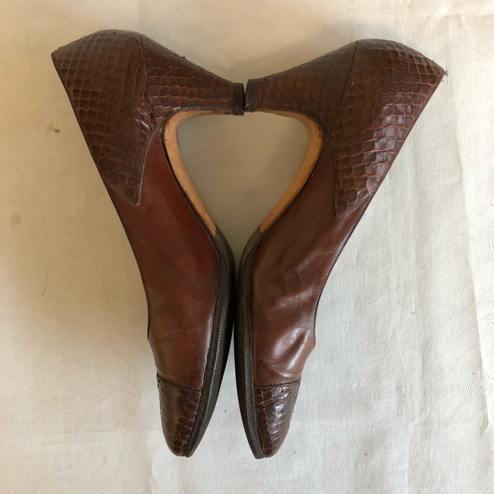 Salvatore Ferragamo Heels Pumps 8.5AA NARROW Brown - Picture 3 of 7